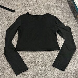 Black Long Sleeve Crop Top